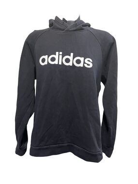 Adidas Black Pullover Hoodie with Logo - Medium
